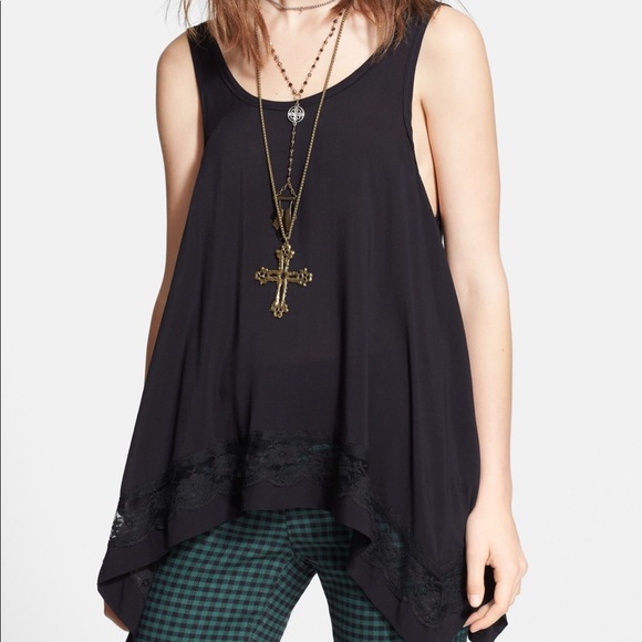 Free People Tops - Free People Lace Trim Trapeze Tank